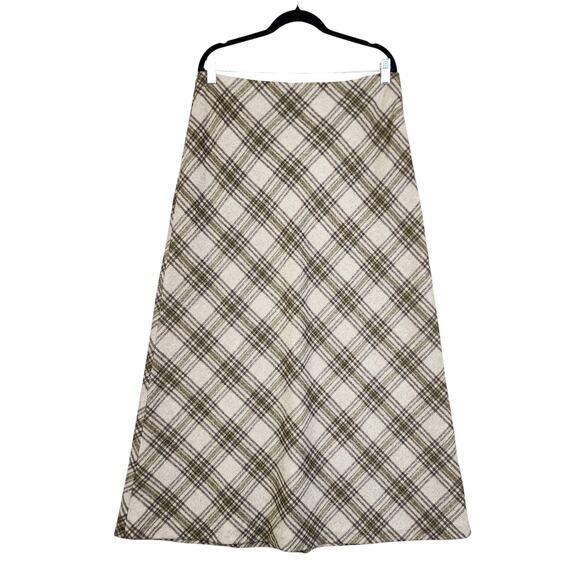 Willi Smith Womens Vintage Wool Plaid Maxi Skirt Size 14 A Line Academia Preppy - Picture 1 of 12